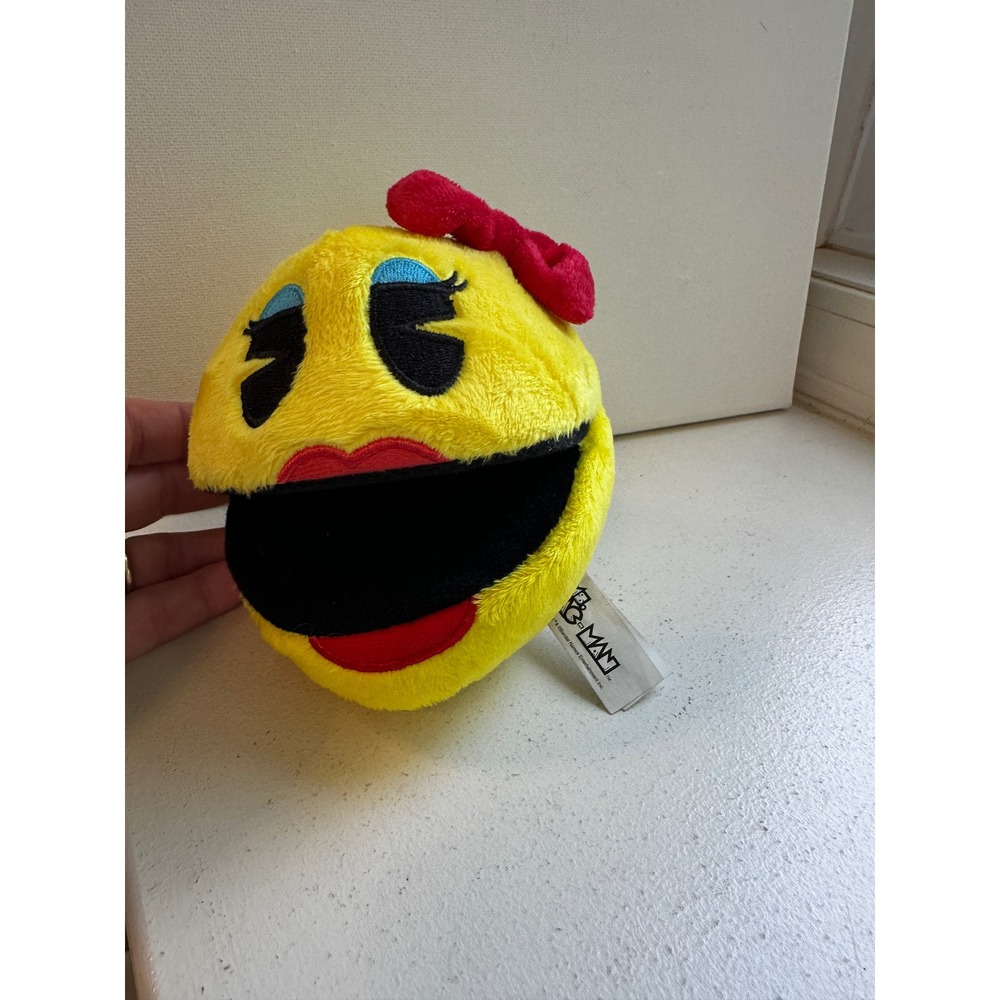 Ms Pac-Man Plush Soft Stuffed Toy Yellow Bandai Namco Arcade Retro Gaming 5 inch